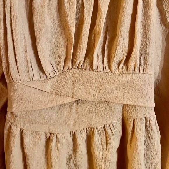 SHEIN Cream Boho Cottagecore Tie Back Dress Long Sleeve Romantic Flowy Skirt XS - Picture 5 of 10